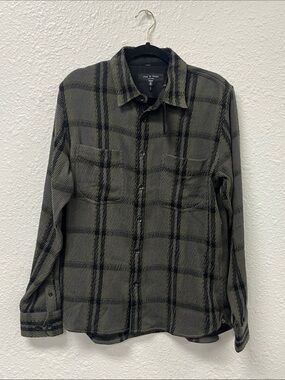 Rag & Bone Olive and Black Plaid Button-Down Shirt Jacket